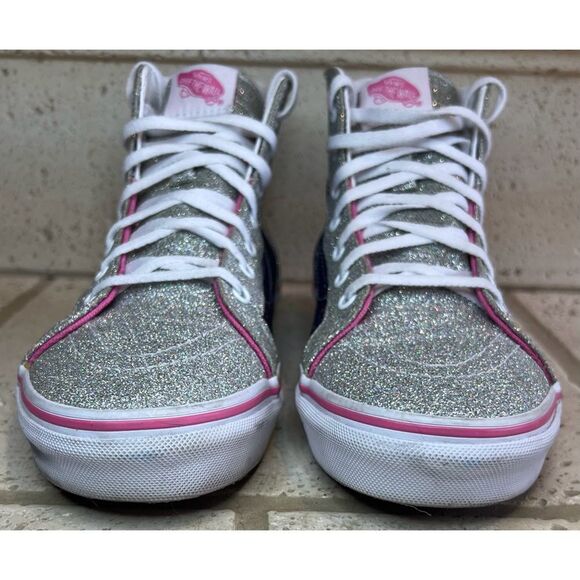 VANS Digi Unicorn Sk8-Hi Zip Silver Glitter Girls Sneakers Size 7 - Picture 4 of 13